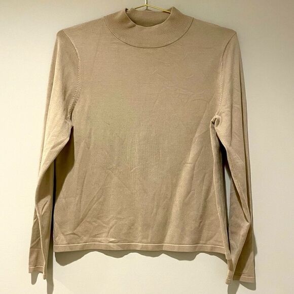 EUC Pendleton Wool/Silk Mock Neck Sweater Sz. M Tan - Picture 1 of 4